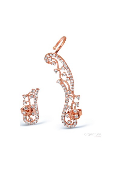 Argentum Concept - Zirkon Taşlı Gümüş Rose Küpe N11.14589