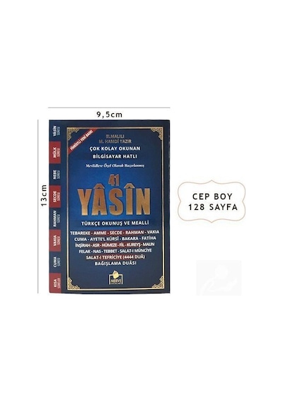 41 Yasini Şerif Türkçe Okunuş Ve Mealli Cep Boy Yasin 007 -