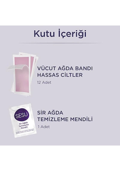 Sesu Hassas Ciltler için Sir Ağda Bantdı 12'li