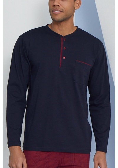 Kly Erkek Uzun Kol Midi Yaka Lacivert Pijama Takımı C9t2n5o8 001
