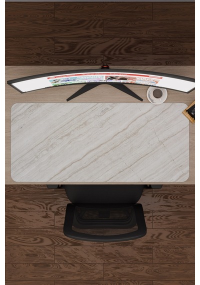 Beyaz Mermer Kaymaz Dikişli Kauçuk Oyuncu Mousepad V2 - 90x40 Xxl Gaming Mouse Pad Fare Altlığı