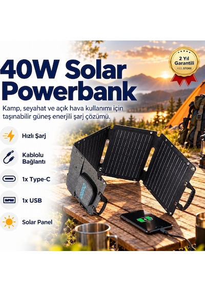 Solar Şarj 40w Güneş Enerjili Powerbank, Güç Ünitesi-980