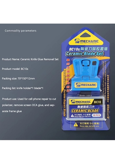 Mechanic Bc10s Seramik Uçlu Ekran Oca Tutkal Temizleme Spatulası+10 Adet Uç