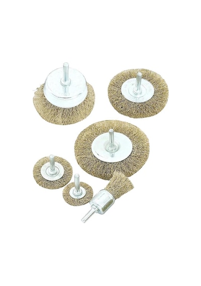 Bay-Tec 6 Parça Çelik Tel Fırça Seti Mk1260 Matkap Tel Fırça 6'Lı N11.2474
