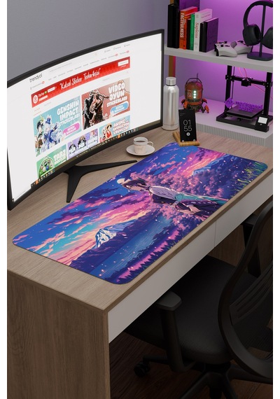 Kimetsu No Yaiba Anime V2 - 90x40 Xxl Gaming Kauçuk Kaymaz Taban Mouse Pad Fare Altlığı