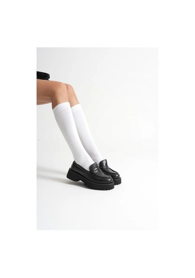 Trendella Kadın Günlük Siyah Kroko Loafer Ayakkabı Tr10ms02g