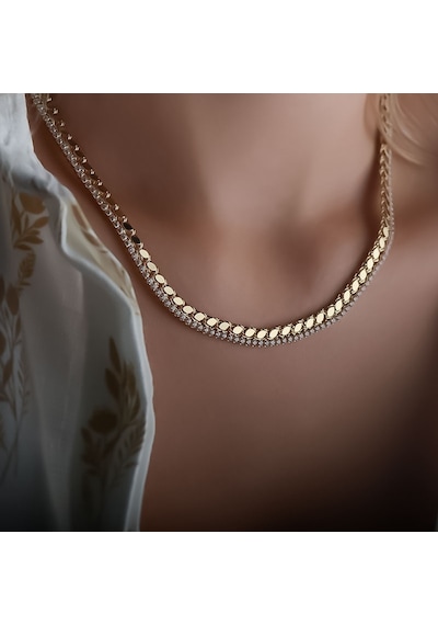 14k Altın Pullu Sırataşlı Zincir Kolye