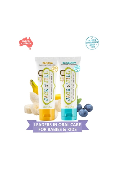 Jack N Jill Doğal Sertifikalı Diş Macunu - Muz & Yaban Mersini 2x50g