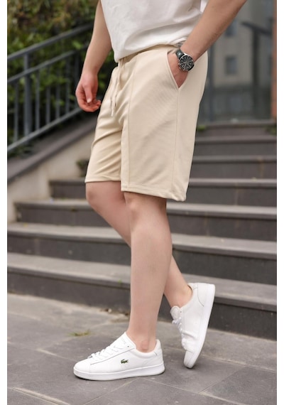 Madmext Bej Beli Ayarlanabilir Regular Fit Erkek Şort E6585