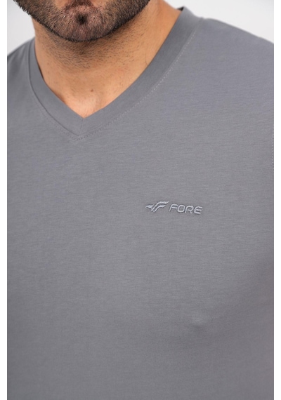 Erkek V Yaka Tshirt Şort Cep Fermuarlı Alt Üst Takım Gri Lacivert