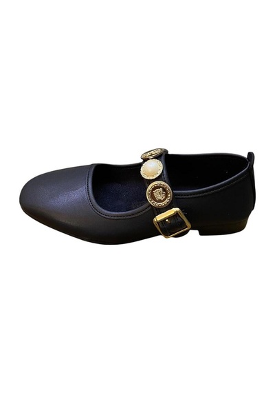 Shoes Kadın Düz İnce Taban Tura Lastik Detaylı Babet Siyah - 889147160 Siyah