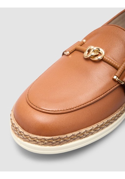 %100 Hakiki Deri Taba Kadın Loafer Taba