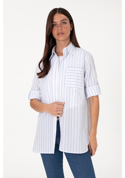 U.S. Polo Assn. Kadın Mavi Çizgili Uzun Kollu Tunik Gömlek 50306471-VR036 U.S. Polo Assn. Kadın Mavi Çizgili Uzun Kollu Tunik Gömlek 50306471-VR036