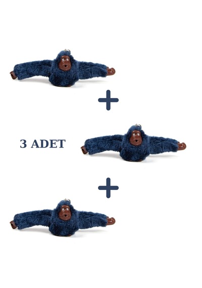 Anıl Bags Maymun Peluş Anahtarlık 3 Adet Lacivert