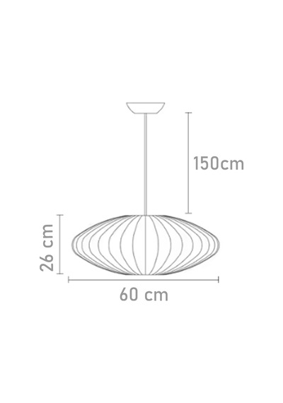 Qdec Japon İpek Avize Elips 60 Cm Beyaz