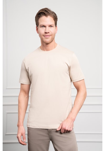 Erkek Bej Basic Bisiklet Yaka Dynamic Fit Pamuk T-shirt 25yc018004653 Bej Bej