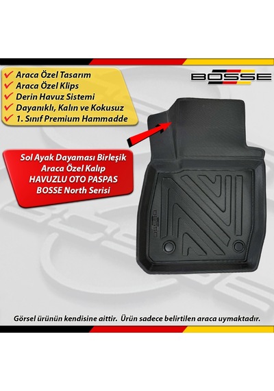 Ford Fiesta Paspas Araca Özel 2018 Sonrası İçin Derin Havuzlu Paspas Bosse North Serisi