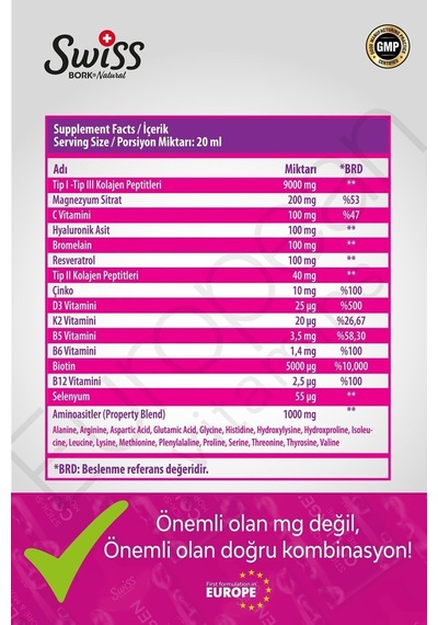 Hydrolize Collagen Beauty Complex 30x20ml Kolajen Stick Shot 30 Adet Tip I-ıı-ııı Biotin-magnezyum-b12