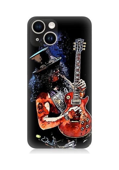 Apple Uyumlu iPhone14 Plus Slash Gitarist Desenli Silikon Kılıf