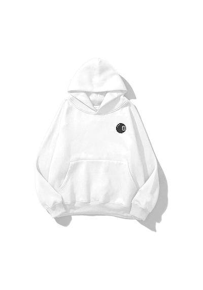 Tarzsokak Unisex 8ball Sweatshirt Hoodie Beyaz