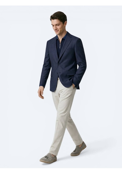 Kip Gri Mikro Modern Fit Yün Karışımlı Ceket