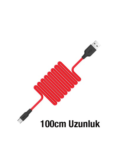Hoco X21 Usb To Type-c 3a Silikon Hızlı Şarj Ve Data Kablosu- 5775 Siyah-kırmızı