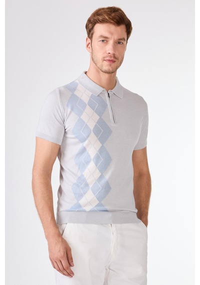 Dufy Fermuarlı Triko Tshirt A. Gri