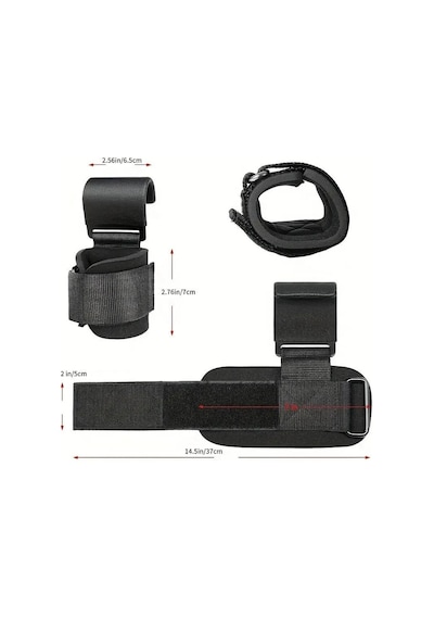 Valkyrie 2 Adet Ağırlık Kaldırma Kancası Tutma Yardımcısı Bar Fitness Bilekliği Lifting Hooks Straps Siyah