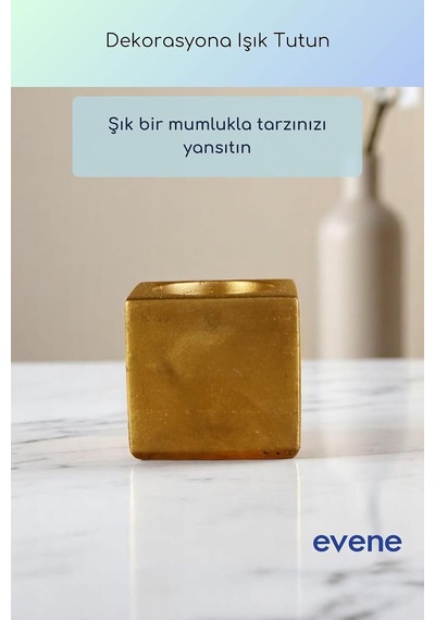Tr Mumluk Şamdan Ince Mum Uyumlu Altın Eskitme Renk Model 51 Diğer