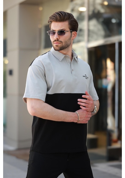 Madmext Siyah Polo Yaka Erkek Tişört E7116 Siyah