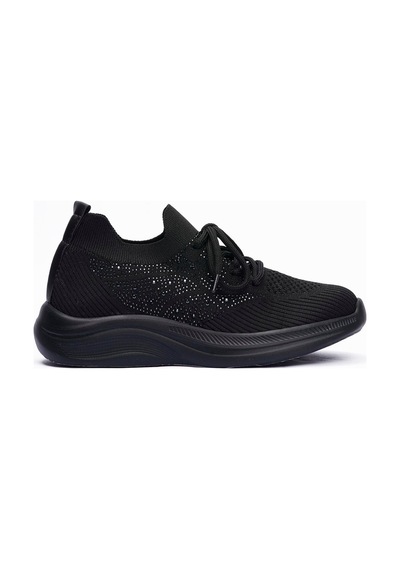 Kadın Triko Sneaker Taş Detaylı Hafif Konfor Taban Bağcıklı Günlük Spor Ayakkabı Viola Siyah Siyah Kadın Triko Sneaker Taş Detaylı Hafif Konfor Taban Bağcıklı Günlük Spor Ayakkabı Viola Siyah Siyah