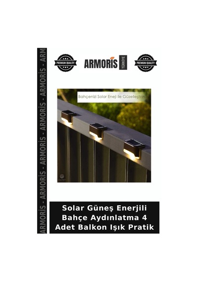 Solar Güneş Enerjili Bahçe Aydınlatma 4 Adet Balkon Işık Pratik