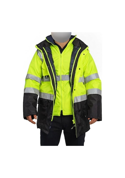 Reflektörlü Oxford Çift Renk 300d Oxford 5+1 Parka Sarı