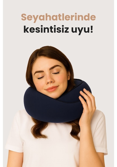 Viscoshy Seyahat Yastığı Boyun İçin Kolay Taşınabilir Visko Hafızalı %100 Visco Konforlu, Ortopedik