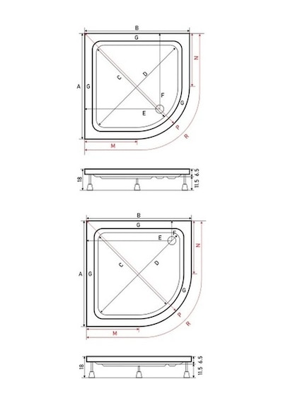 Shower 85X85 Oval Duş Teknesi