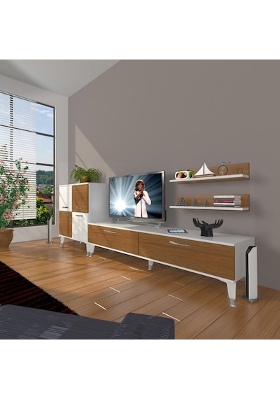 Decoraktiv Eko On Slm Std Silver Tv Ünitesi Tv Sehpası Beyaz - Ceviz
