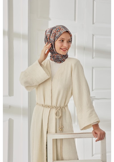 Silk Home Soft Eşarp 73093-18 Gri, Turuncu, Ekru, Bebe Mavi