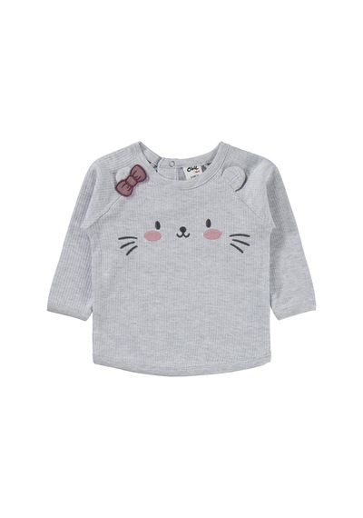 Civil Baby Kuyruk Ve Kedi Baskılı 6-18 Ay Takım - Bej Taş Rengi