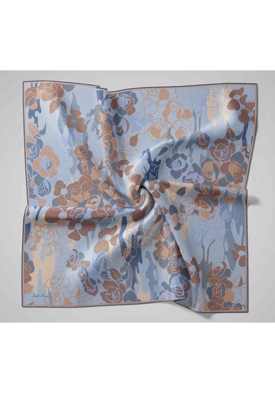 Silk Home Twill İpek Eşarp 11483-38 Buz Mavi, İndigo, Sütlü Kahve, Kahverengi, Krem
