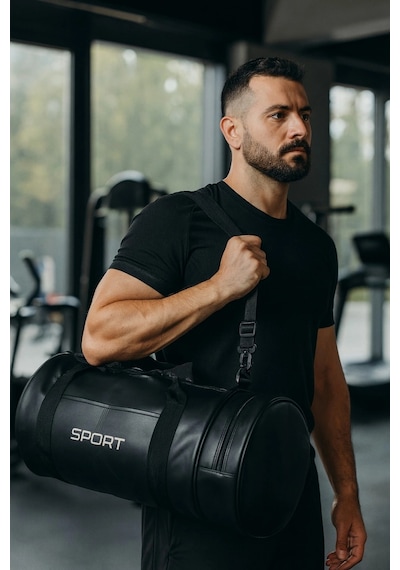 Suni Deri Unisex Askılı Silindir Spor Çantası Fitness Çantası Çok Renkli