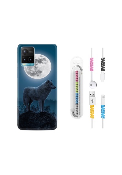 Vivo Y21 Kılıf Kablo Koruyuculu Moon Wolf 1820