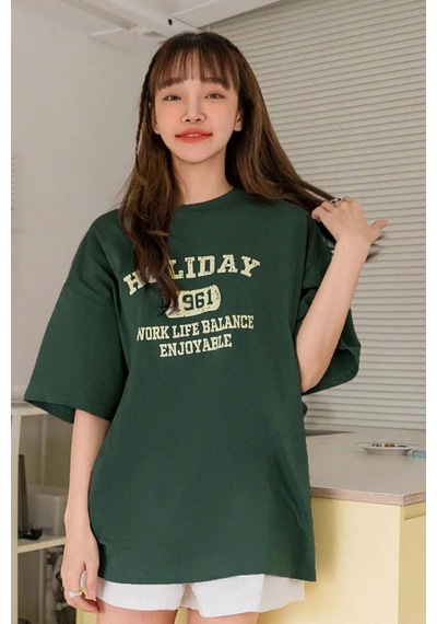 Unisex Holiday Baskılı Tasarım Tshirt Yeşil