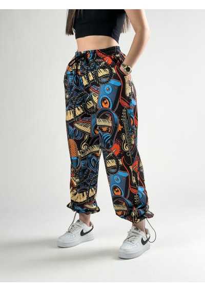 Cocopelli Paça Ayarlamalı Müzik Desenli Jogger Pantolon Coc2805 Desenli