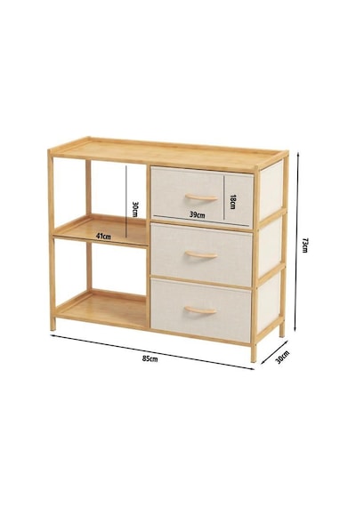 Digithome Bambu 2 Raflı 3 Çekmeceli Dolap Çok Amaçlı Düzenleyici Organizer Şifonyer - B9197 Kahverengi