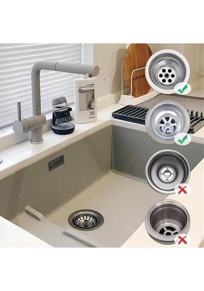 2 Adet Çöpmak 8 Cm Paslanmaz Çelik Lavabo Evye Gider Süzgeci Sifon Süzgeci Tıkanıklık Önley