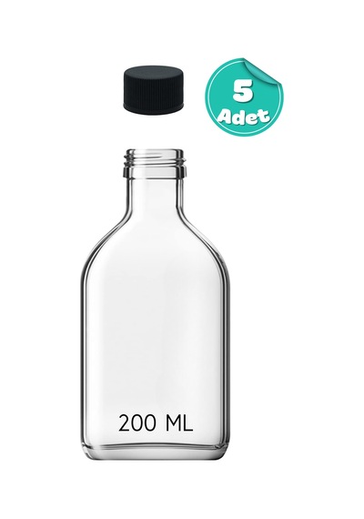 5 Adet Kapaklı Cold Brew Şişesi 200 Ml Yassı Cam, Soğuk Kahve, Sos Ve Yağdanlık Şişesi Şeffaf