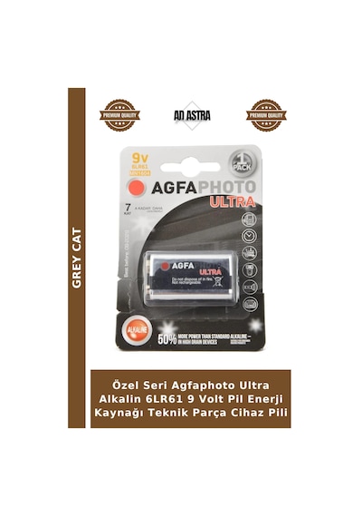 Özel Seri Agfaphoto Ultra Alkalin 6lr61 9 Volt Pil Enerji Kaynağı Teknik Parça Cihaz Pili