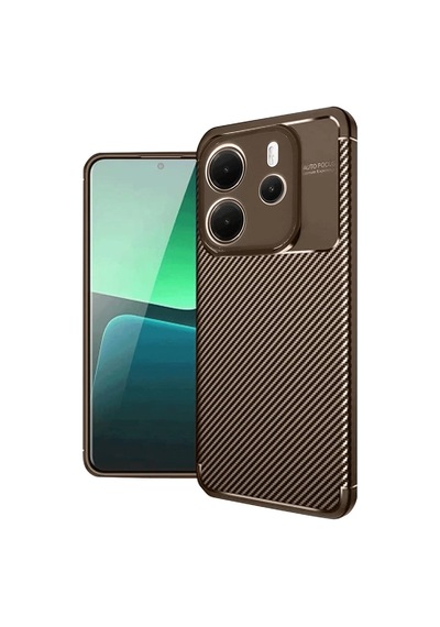Newface Xiaomi Redmi Note 14 4g Kılıf Auto Focus Karbon Kapak - Kahverengi