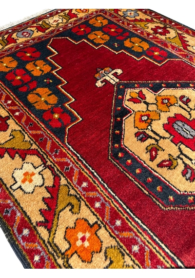 El Dokuması Sıfır Maden Halısı 115x230 Kök Boya %100 Yün Halı Kırmızı