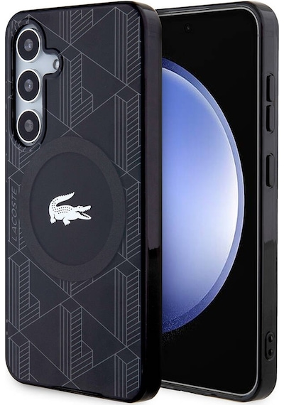 Galaxy S24 Uyumlu Kılıf Lacoste Lisanslı Magsafe Çift Katman Timsah Logolu Blend Monogram Koyu Yeşil